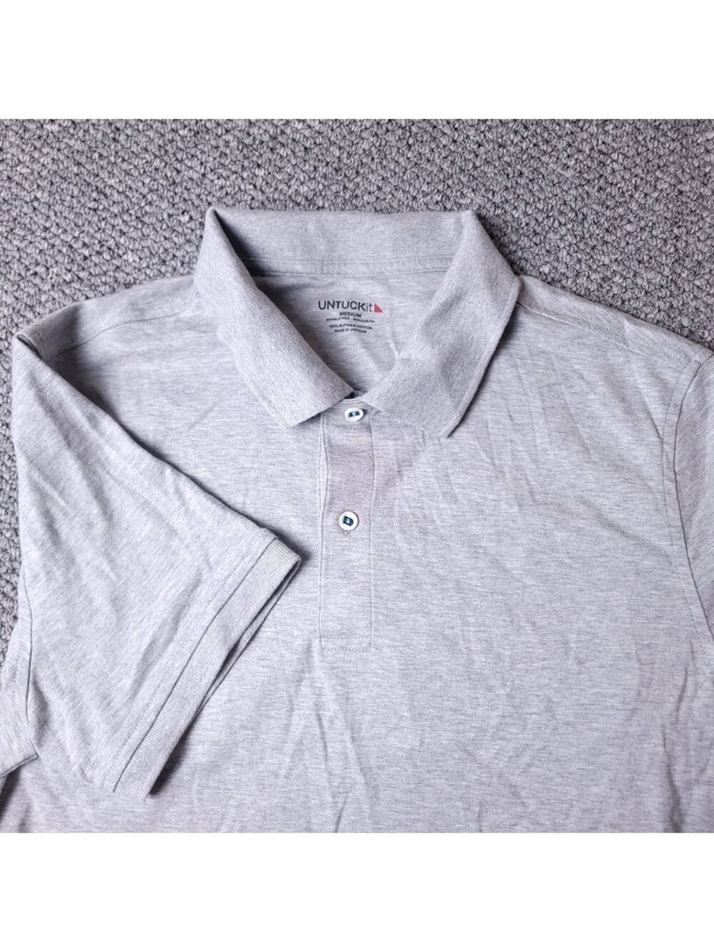 UNTUCKit Damaschino Shirt Mens M Medium Gray Polo Short Sleeve Supima Cotton